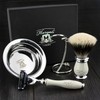 4 Pieces Shaving Set with Silver Tip Badger Brush 3