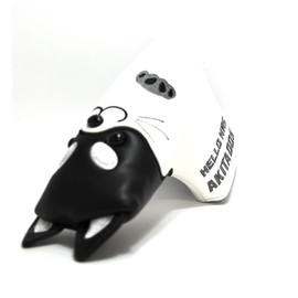 Putter Cover, Headcover, Compatible with 2 Balls, Mallet, Pin Type, Magnet, Fits Scotty Cameron, Odyssey, Cute Dog (Pin, Akita, Black)