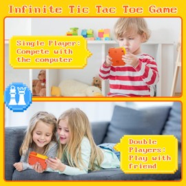 VISREFUR Tic Tac Toe Game, 3-in-1 Board Game Machine, Handheld Electronic Puzzle Game, Portable Bolt Game for Trip, Office Break, Queue Time, Birthday Gift for Kids Adult