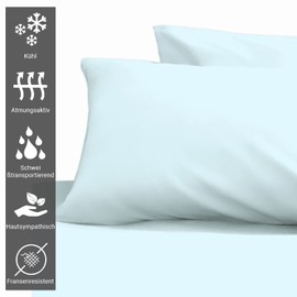 Pizuna Luxury Soft Satin Pillowcase, Pack of 2, 50 x 75 cm, Baby Blue, 400 Thread Count Cotton Square Pillow Slips, 100% Long Staple Cotton Pillow Cover