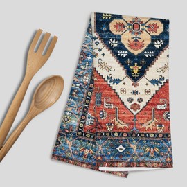 PaJiaNi Boho Kitchen Towels, Boho Persian Carpet Towel for Kitchen Bathroom Decor, Retro Türkiye Bathroom Decor Hand Towels Mid Century Modern Dish Towel 16x24