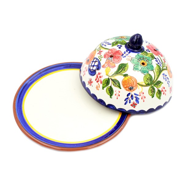 Olaria Carrilho Lopes Hand-painted Portuguese Pottery Clay Terracotta Covered Cheese