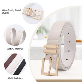 Coubeau Women's PU Belt - Black Women's Belt with Golden Buckle Leather Belt Women PU Leather Belt, beige