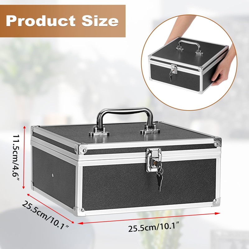 GUSHBIN Locking Cash Box Money Storage Box with Removable Tray