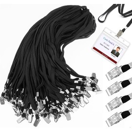 300 Pcs Black Lanyards Bulk Badge Lanyard with Metal Clips, Badge Holders for ID Badges, Name Tags, Cards, School, Office, Teacher and Students, Family Reunion, Party Supplies
