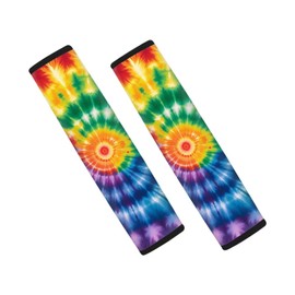 ASQVTIFE Rainbow Tie Dye Car Seat Belt Cover 2 Pack Seatbelt Shoulder Strap Covers Soft Car Seat Belt Pad Cushion Shoulder Pads for Kids Car Interior Accessories Universal Car Seat Belt Pads Cover