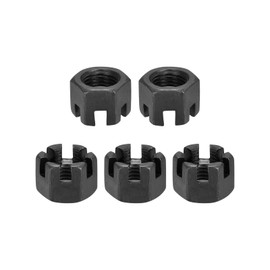 DTGN M14x1.5mm(DxP) Slotted Hex Castle Nuts - 5Pack - Good for Machinery Repairing - Carbon Steel Blackened Hexagon Nuts - Black
