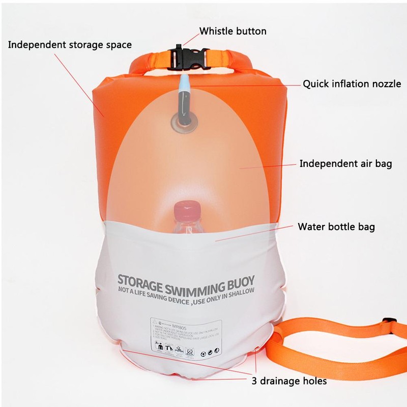 20L Swim Buoy Tow Float Waterproof Bag Storage Bag Inflatable