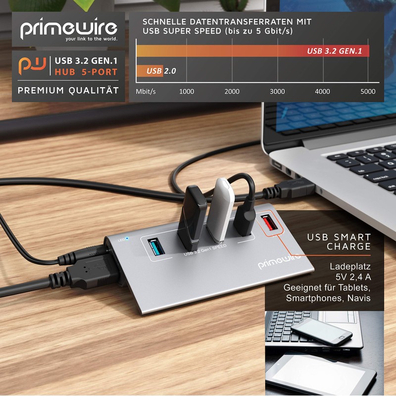 CSL - USB HUB 3.2 Gen1, USB Adapter, USB Splitter