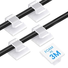 100 Pcs Adhesive Cable Clips for USB Cables, Phone Chargers, Ethernet Cables, car Dash cam Cables,Christmas Lights, String Lights,Wall,Office Desk (Clear, Small)