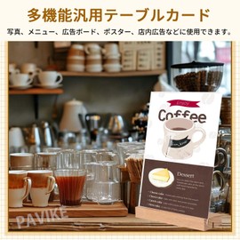 PAVIKE Tabletop POP Stand (5.8 x 8.3 inches (14.8 x 21 cm) Acrylic Sign Holder, Acrylic Photo Frame, Menu Stand, Beech Base, POP Stand, A5 Size, Promotional Supplies, Stores, Sales, Advertising