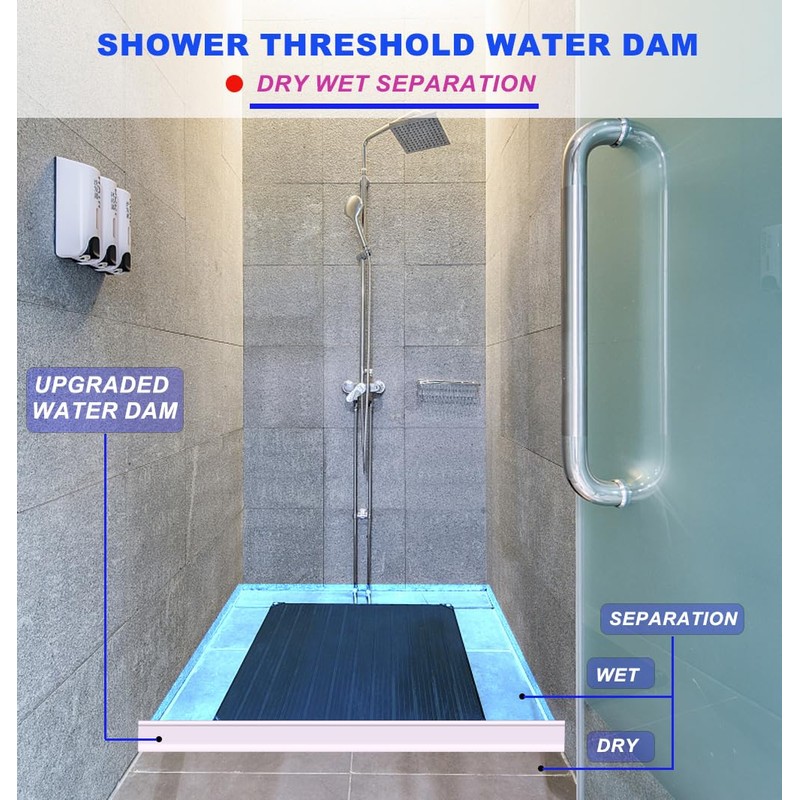 SAIKOOWA 3.15" High- Shower Threshold Water Dam,67 Inch New Shower