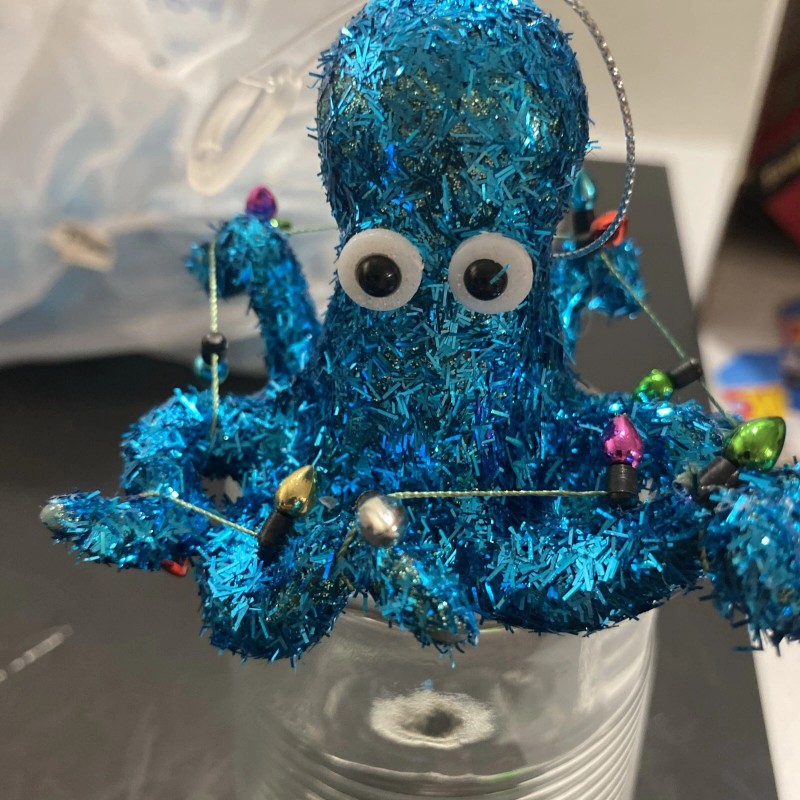 Holiday Time Teal Glitter Octopus Ornament, 3 in, by Holiday
