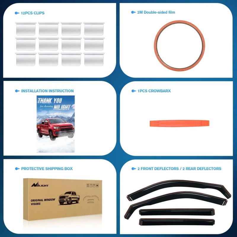 Nilight in Channel Window Deflectors for Highlander 2020-2024 Vent Window