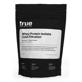 True Nutrition - Vanilla Whey Protein Isolate Cold-Filtration - 100% Whey Protein Powder - 27g Protein per Serving - Mixes Easily and Tastes Great - Third Party Tested - French Vanilla - 1lb