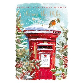 Ling Design 'Across The Miles' Christmas Card - Beautiful Design with Robin on a Post Box, Multicolor, 17.2 x 12 x 0.1 cm