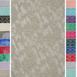 StoffBook Bi Stretch Dreamy Lace Floral Pattern Fabric Fabrics, D252 (Silver)