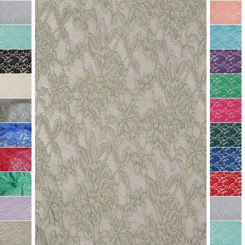 StoffBook Bi Stretch Dreamy Lace Floral Pattern Fabric Fabrics, D252