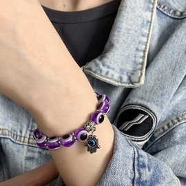 Evil Eye Bracelet for Women Crystal Bead Bracelet Adjustable Ojo Protection Bracelets for Women Trendy Jewelry Gifts