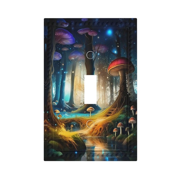 HLCoChT Decorative Art Light Switch Covers Enchanted Mushroom Forest Switch