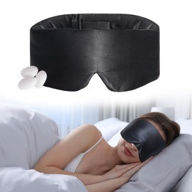 Joythink Silk Eye Mask, 100% Natural Silk, Superb for Summer and Winter, Breathable, No Pressure, Light Shade, Sleeping Goods, Lightweight, Blindfold, Washable, Relax, Unisex, Travel, Napping, Black,