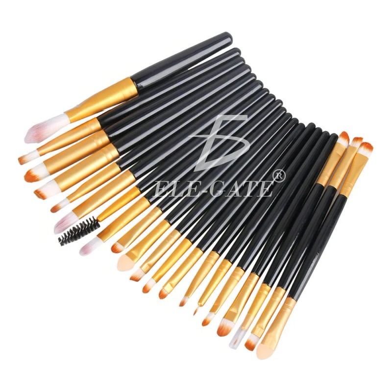 Kit Brochas Maquillaje Profesional 20 Unidades Cerdas Sinteticas Color Negro