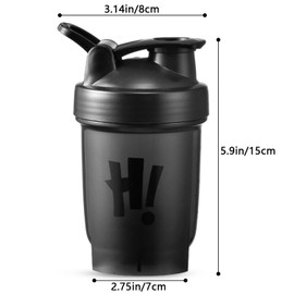 hzbaiyi Protein Shaker Bottle with Mixing Ball Leakproof Flip On Lid Plastic Workout Water Bottle Secure Drink Flip Cap Protein and Supplement Shaker 400ml