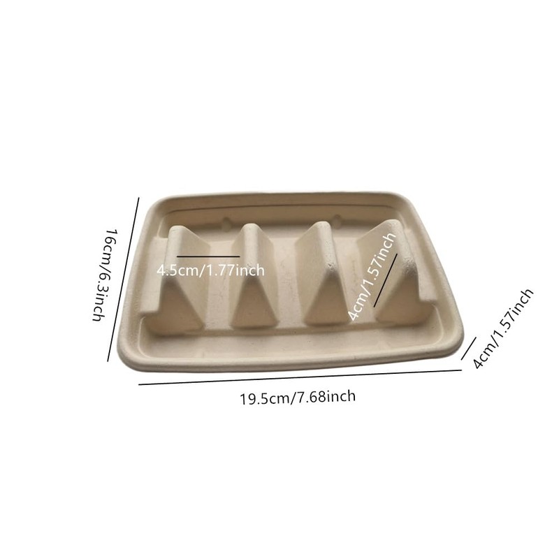 Ebonee Disposable Taco Holders with 3 Dividers, Paper Taco Plates