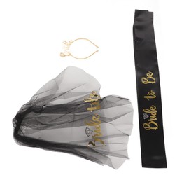 Bride To Be Satin Sash, Shiny Black, Exquisite Golden Glitter Lettering Bride To Be Classic Tie Tiara for Bridal Shower for Hen Night