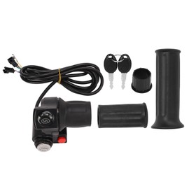 Electric Bike Throttle Grip 4 Lights Half Lock Speed Twist Throttle Grips with Keys for 48V Modified Bike SM Interface