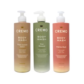 Cremo Body Wash Set, White Jasmine Amber, Pear Blossom, Wild Iris Musk, 16 fl oz Each