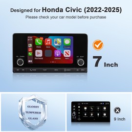 BSTW for 2024 Honda Civic Screen Protector for 2022-2025 Civic EX/EX-L/LX/Sport/Hybrid Sport 7-Inch Color Touch-Screen Civic 11th Gen Accessories Tempered Glass Protective Film