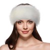 Dikoaina Womens Faux Fur Headband Winter Earwarmer Earmuff Ski (White)