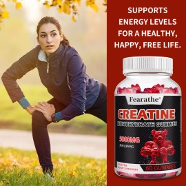 Fearathe Creatine Gummies – Daily Health Supplement for Energy, Endurance & Performance | 60 Gummies for Muscle Strength & Recovery