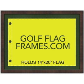 17x23 Walnut Brown Golf Flag Frame, moulding brn-001, Green Mat (holds 14x20 PGA, Ryder Cup, US Open Golf Flags; flag not incl)
