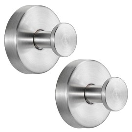 Fenas Suction Cup Hooks for Shower No-Drill Bathroom Hooks for Towels, Robes, Loofah Mountable on Bathroom Walls, Kitchen, Glass, Mirrors, Tile and Smooth,Non-Porous Surfaces (2, Brushed Nickel)