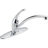 Delta Foundations Chrome Kitchen Faucet, Contemporary 3 Hole Kitchen Sink