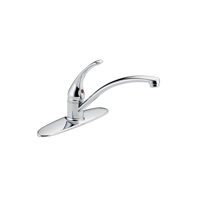Delta Foundations Chrome Kitchen Faucet, Contemporary 3 Hole Kitchen Sink