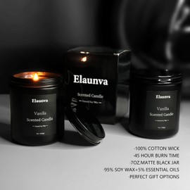Elaunva Vanilla Scented Candle,7oz(200g),Natural Soy Wax,Aromatherapy Candles,Home Decorations,Romantic Present,Stress Relief and Relax Gift for Men and Women (7oz(200g), Vanilla)