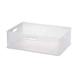 SANKA NIB-MCL Squ+ InBox, Storage Box, Simple, Washable, Stacking, Handle Included, Size: Medium, Color: Transparent, (W x D x H): 15.3 x 10.5 x 4.7 inches (38.9 x 26.6 x 12 cm), Made in Japan