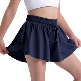 KAKU NANU Girls' Skirts & Skorts PE Shorts for Girls Kids Tennis Skort School Skirts Navy Blue 10 11 12 Years School Uniform