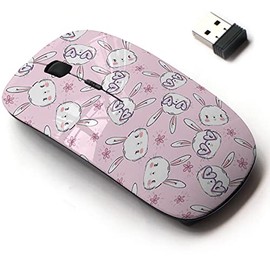 2.4G Wireless Mouse with Cute Pattern Design for All Laptops and Desktops with Nano Receiver - Cute Bunny