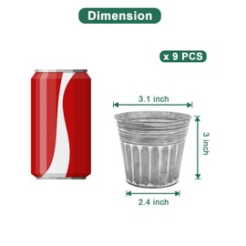 vensovo 3 Inch Silver Metal Rustic Flower Pots - 9Pcs Small Galvanized Planters with Drainage Hole and Rubber Plug, Rustproof Metal Bucket Plant Pots Farmhouse Vintage Style for Decor