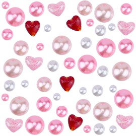 SOFPLATE 122Pcs 10 Styles Valentines Day Vase Filler Pink Floating Vase Fillers Decorations Acrylic Pearls Heart Beads Sweet Holiday Ornament for Centerpiece Table Decoration Festival Party Home Decor