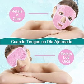2 Piezas Máscaras de Hielo para Ojos y Cara, Mascarilla de Gel Facial Fría/Caliente, Alivio Rápido Ojeras, Bolsas y Estrés, Ideal Dormir y Migraña Ali