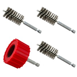 [4PC Bundle] 1.0-Inch Copper Pipe Cleaner Set for Power Drill, 1.0” Tube Cleaning Brush, Cleans Copper Pipes Tubes and Fittings for Soldering, w/ Stainless-Steel Wire Bristles & 1/4” Shank