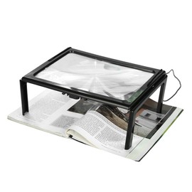 Yosoo Lupa de Lectura, lupas de página Completa, Lupa de Lectura Completa Plegable ultradelgada con Lupa 3X 4 Luces LED para Personas Mayores y discapacitados visuales