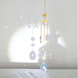 Suncatcher, Sparkling Crystal Starry Moon Window, Entrance Decoration, Lucky Pendant, Popular Crystal Glass Sankyacha Kit, Romance, Feng Shui, Hanging Window, Entrance, Interior Decoration