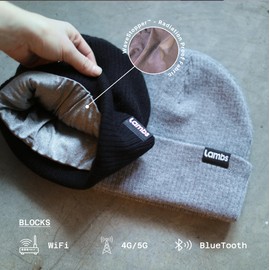 Lambs HAVN EMF-Proof Beanie for Men & Women - Wavestopper™ Silver Shielding Blocks 99% of EMF Radiation from WiFi, 5G, Cellphones, Bluetooth - Anti-Radiation Hat - Unisex, One-Size, Black, Breathable