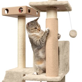 Furhaven Wrap Around Scratching Post Cover for Indoor Cats, Fits Posts Up to 3.5" Diameter, Durable & Less Mess - Tiger Tough Carpet Scratch Mat - Cream, Extra Large/XL